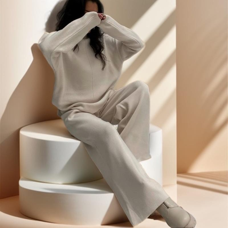 Long Sleeve Loose Casual Sweater Knitted Set - Try Modest Limited