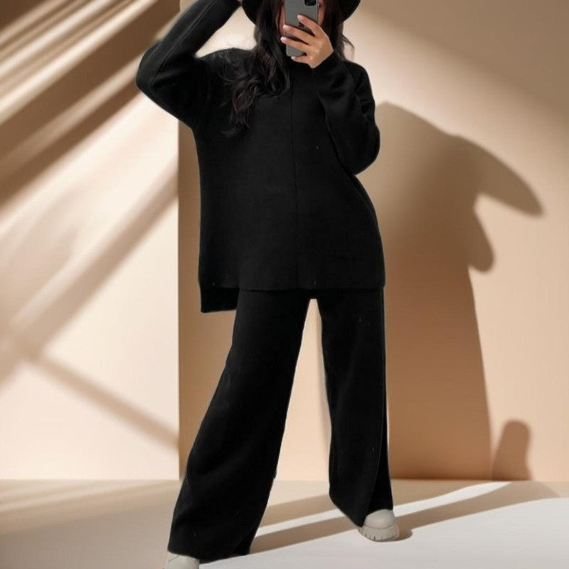 Long Sleeve Loose Casual Sweater Knitted Set - Try Modest Limited