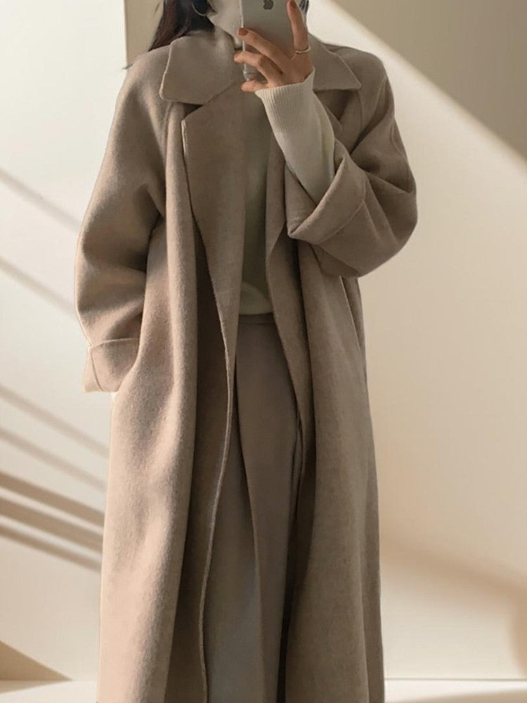 Long Wool Coat With Drop Shoulder - Try Modest Limited