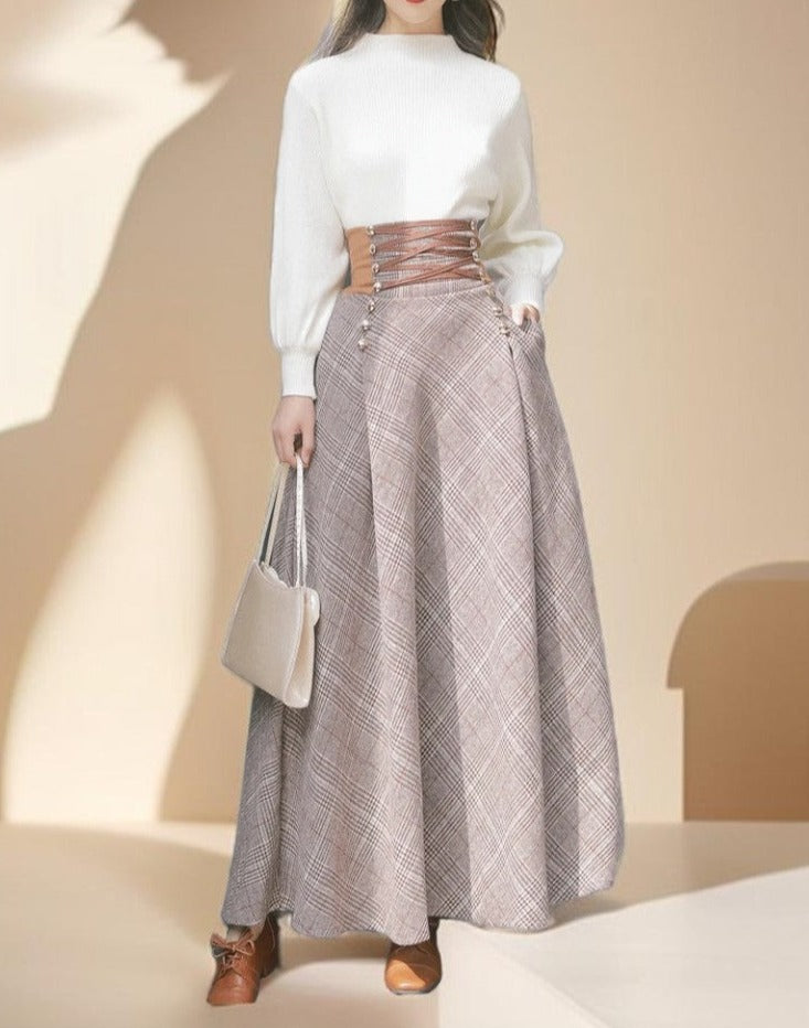 Long plaid pattern skirt - Try Modest Limited