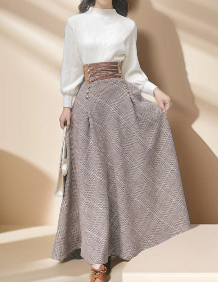 Long plaid pattern skirt - Try Modest Limited