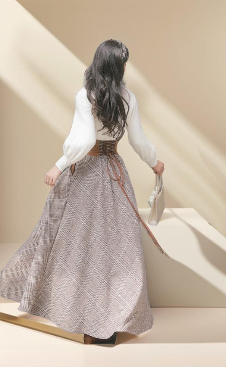 Long plaid pattern skirt - Try Modest Limited