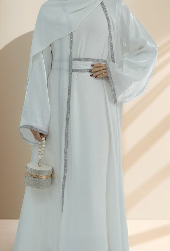 Lumina glitter throwover abaya with belt - Try Modest Limited