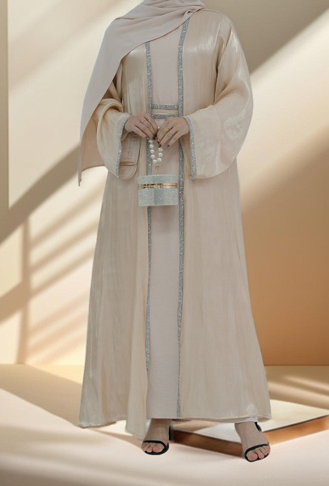 Lumina glitter throwover abaya with belt - Try Modest Limited