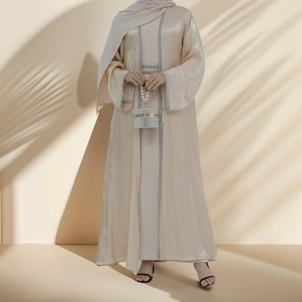 Lumina glitter throwover abaya with belt - Try Modest Limited
