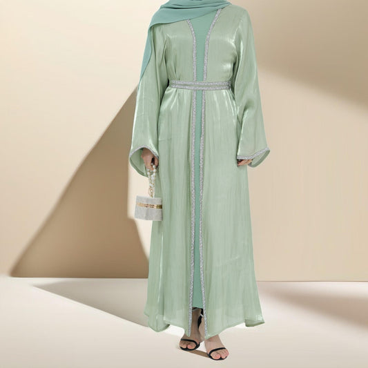 Lumina glitter throwover abaya with belt - Try Modest Limited 