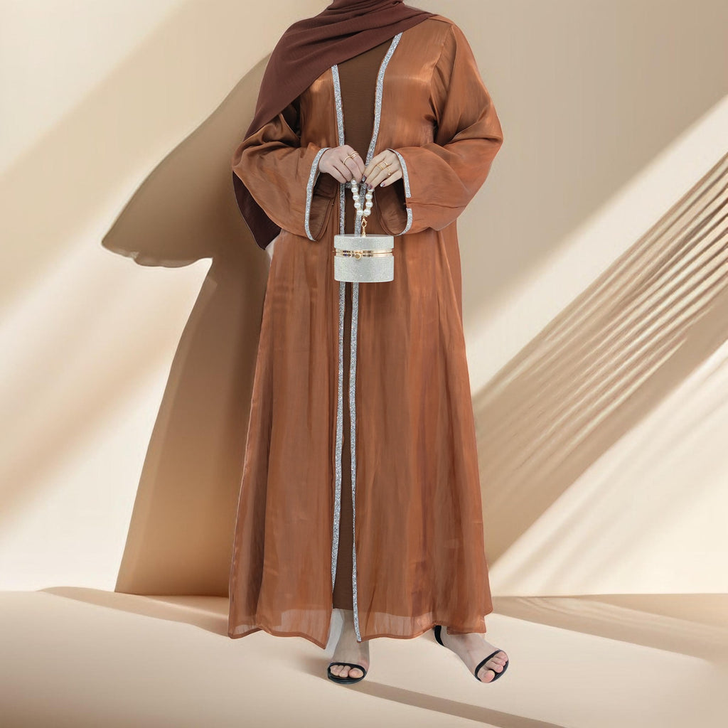 Lumina glitter throwover abaya with belt - Try Modest Limited
