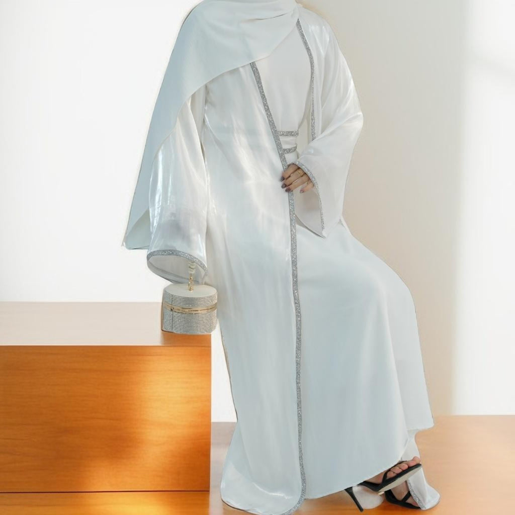 Lumina glitter throwover abaya with belt - Try Modest Limited