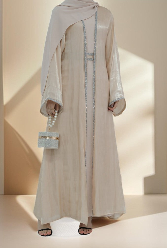 Lumina glitter throwover abaya with belt - Try Modest Limited