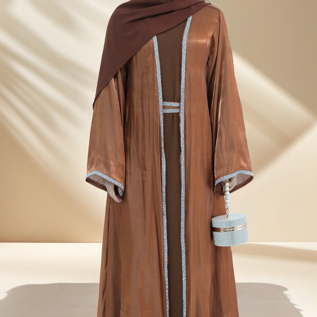 Lumina glitter throwover abaya with belt - Try Modest Limited