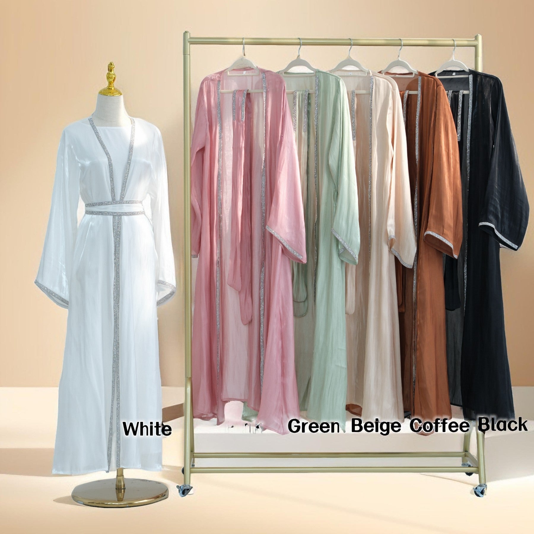 Lumina glitter throwover abaya with belt - Try Modest Limited 