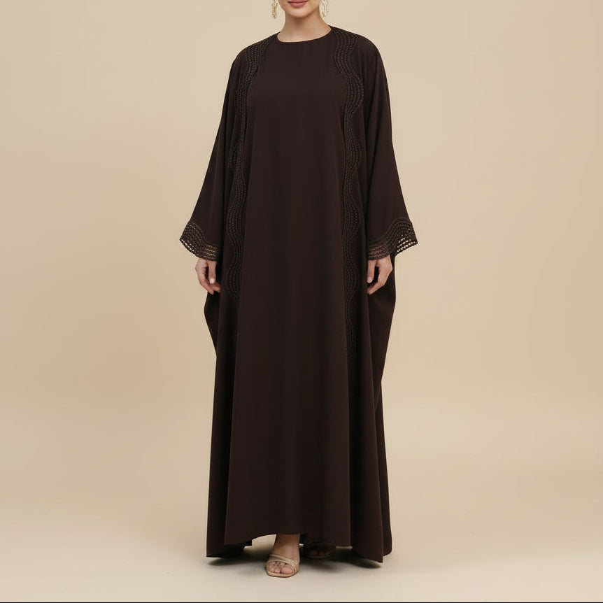 Lunéa Lace Trim Nida Open Abaya Set
