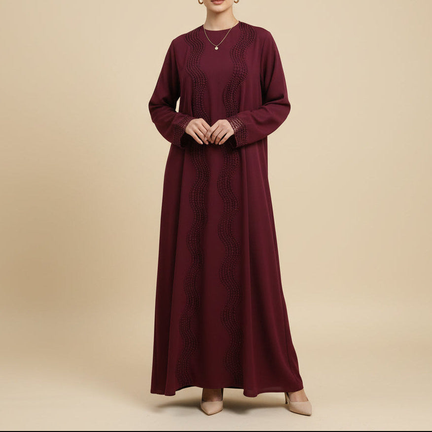 Lunéa Lace Trim Nida Open Abaya Set