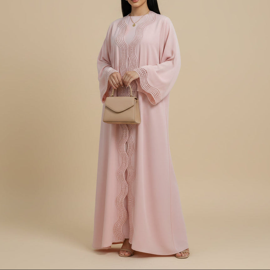 Lunéa Lace Trim Nida Open Abaya Set