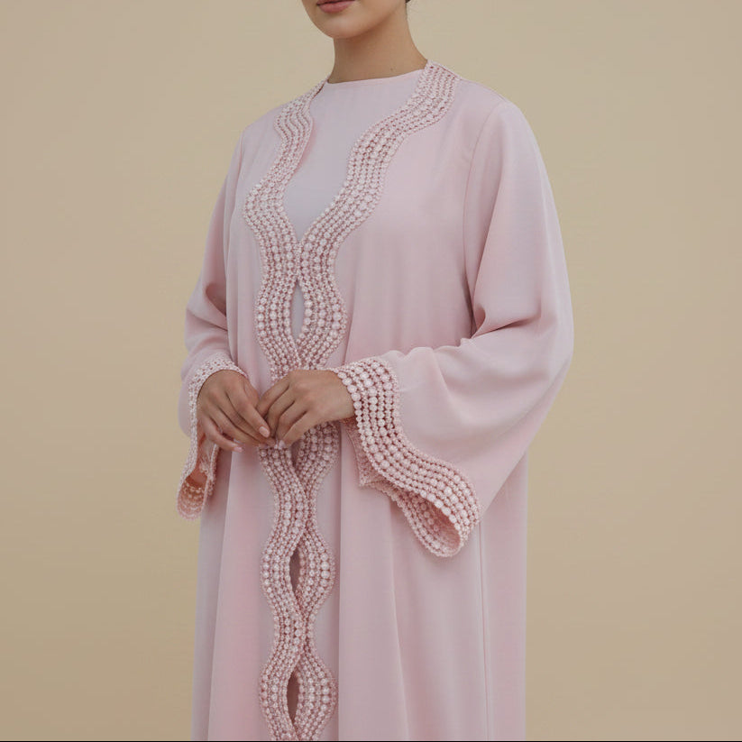 Lunéa Lace Trim Nida Open Abaya Set