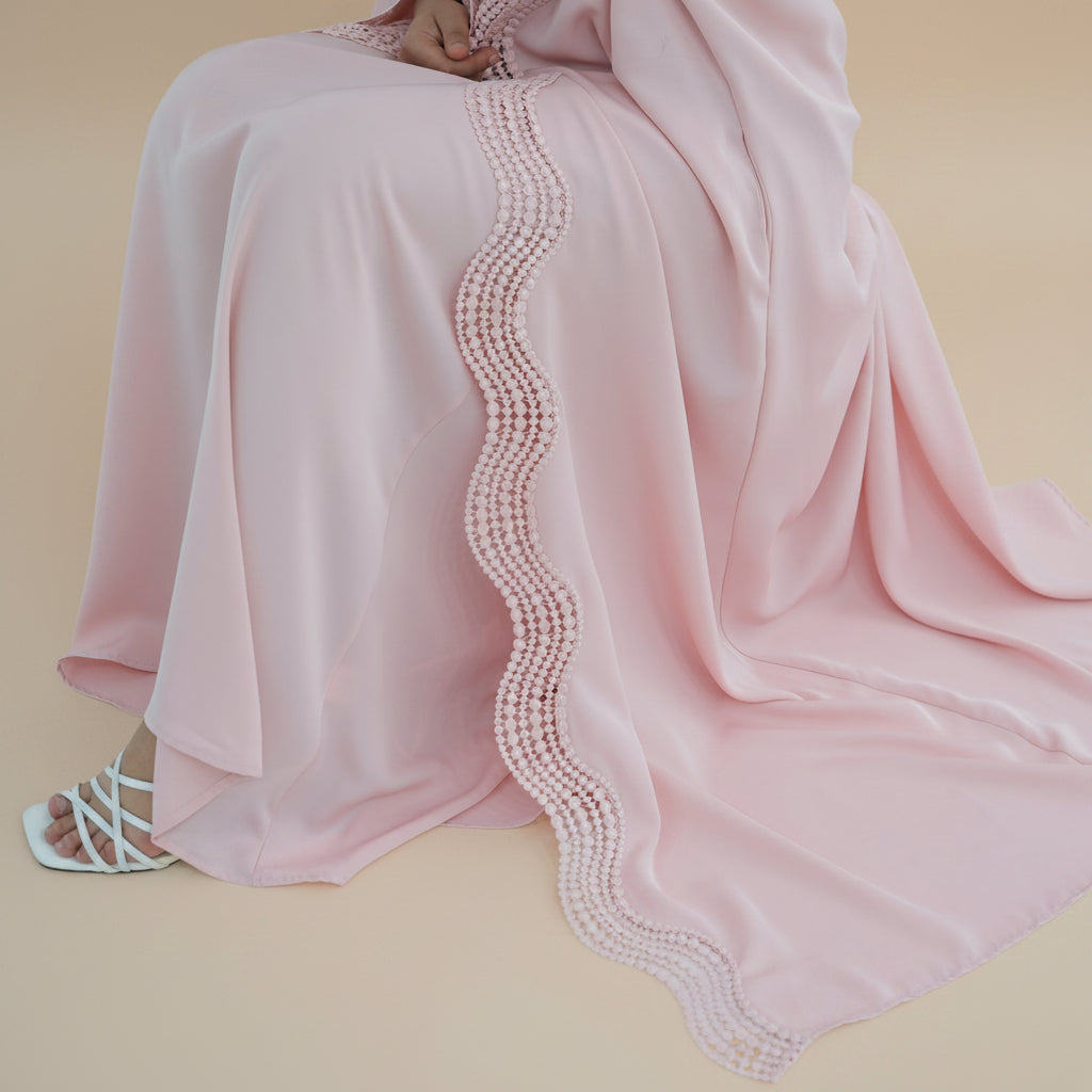 Lunéa Lace Trim Nida Open Abaya Set