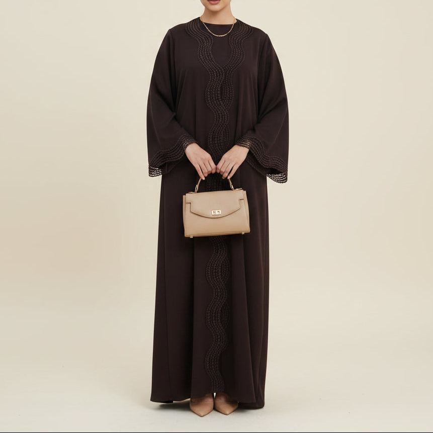 Lunéa Lace Trim Nida Open Abaya Set