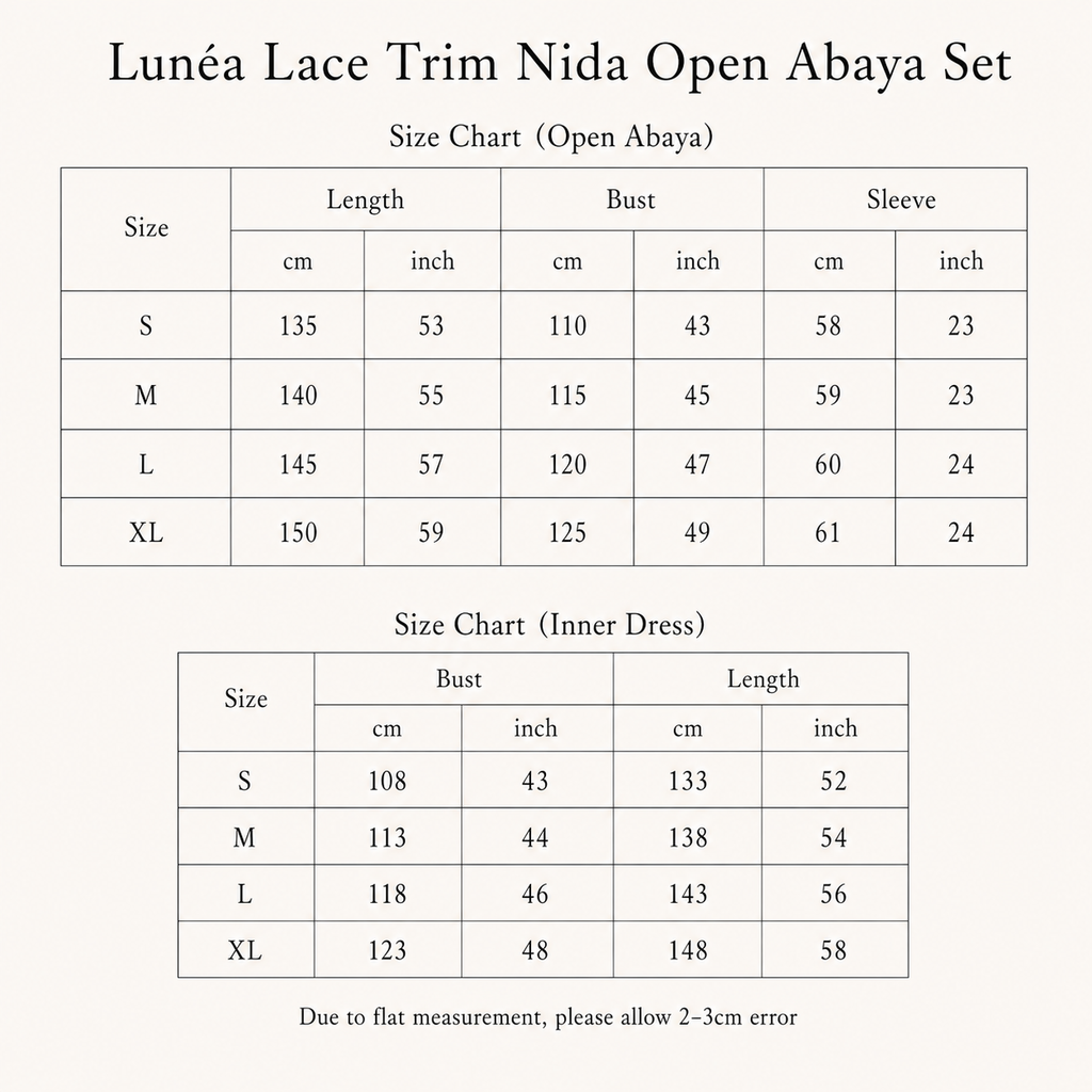 Lunéa Lace Trim Nida Open Abaya Set