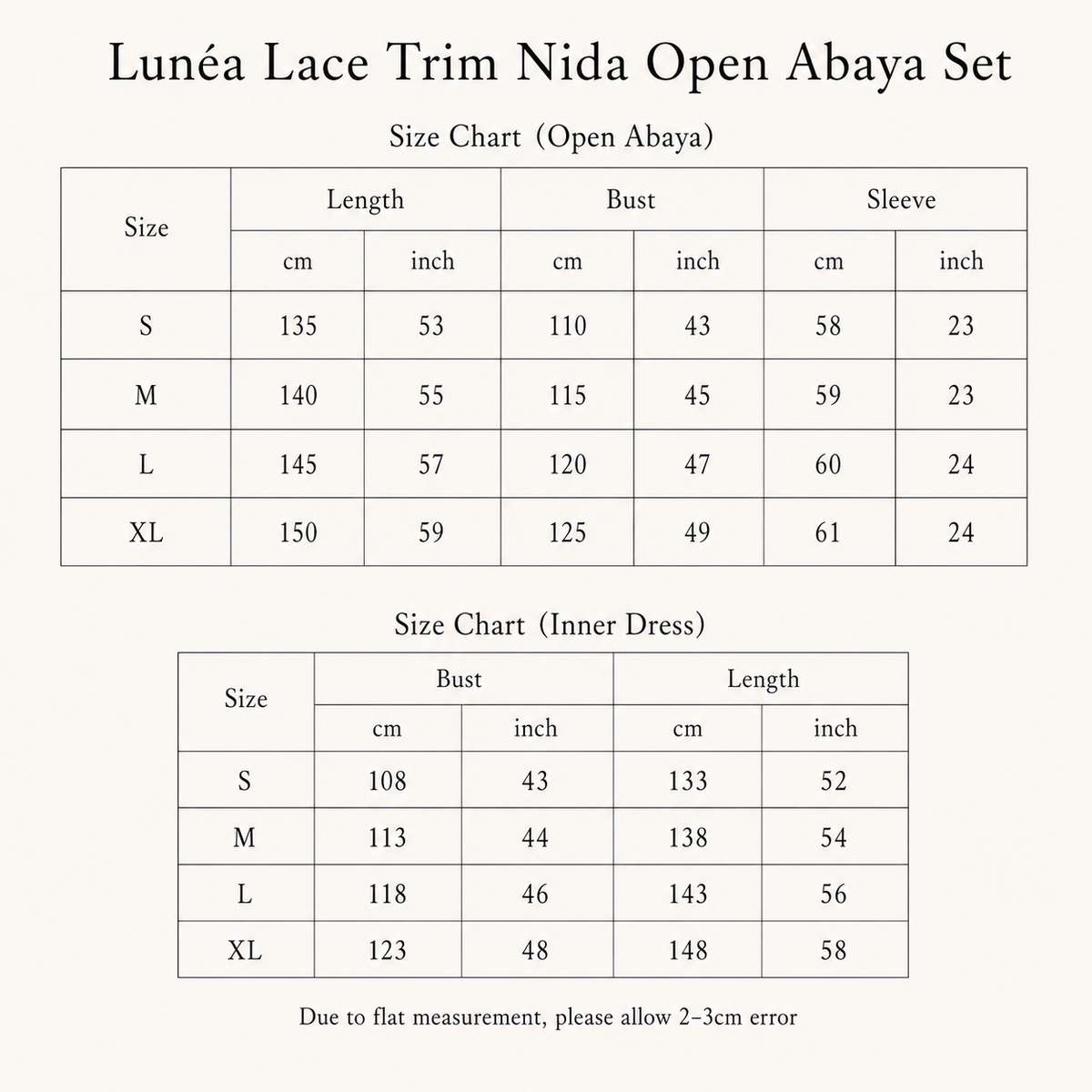 Lunéa Lace Trim Nida Open Abaya Set