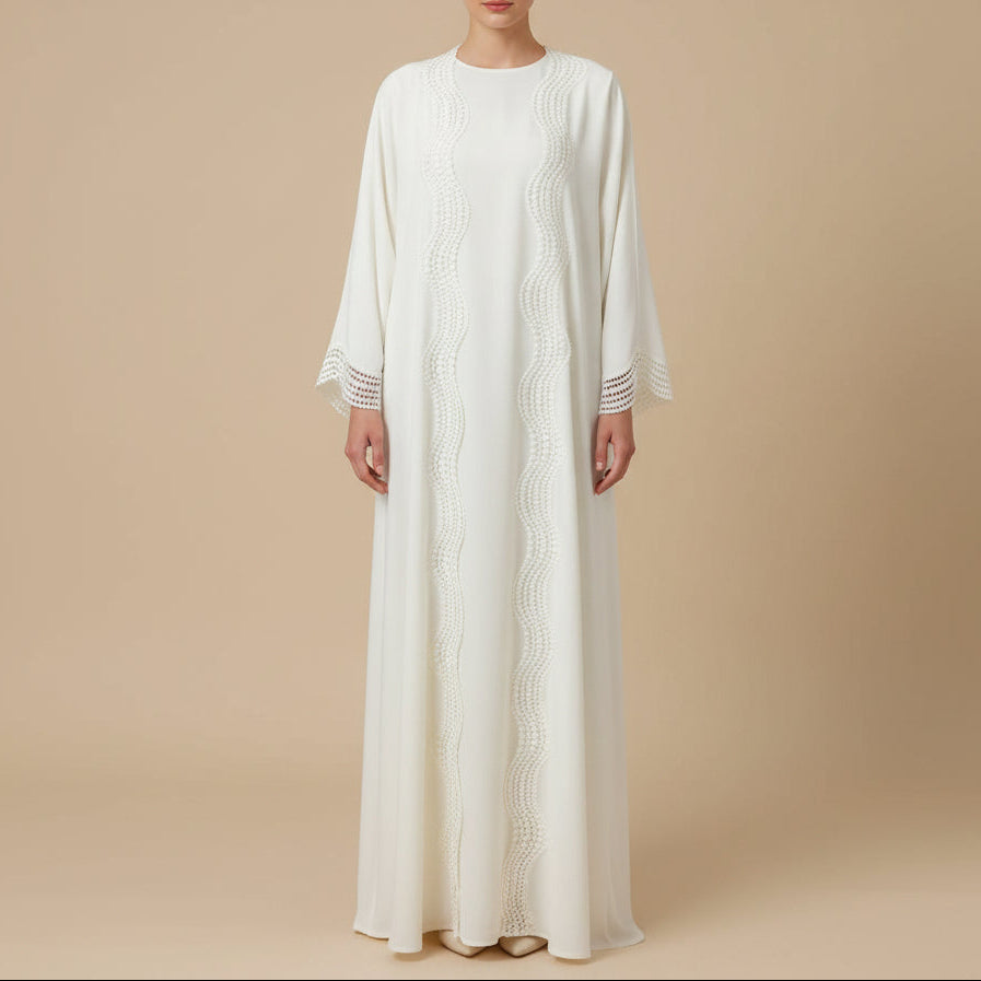 Lunéa Lace Trim Nida Open Abaya Set