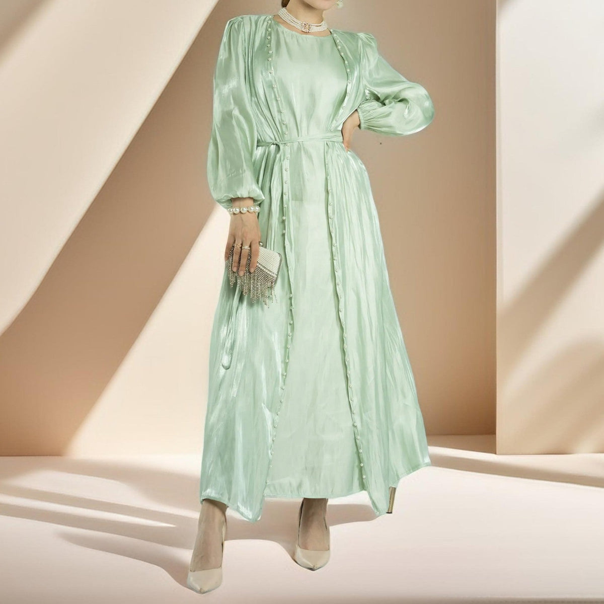 Luxury Elegant Women's Fashion Moroccan Abaya 2 Pcs set - Try Modest Limited