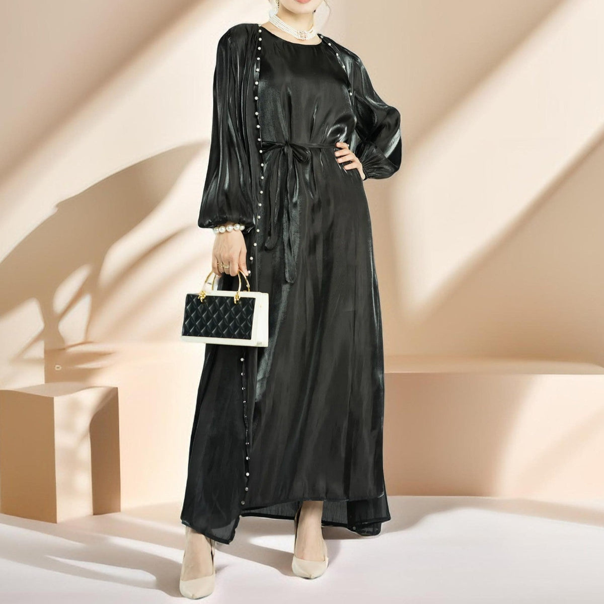 Luxury Elegant Women's Fashion Moroccan Abaya 2 Pcs set - Try Modest Limited