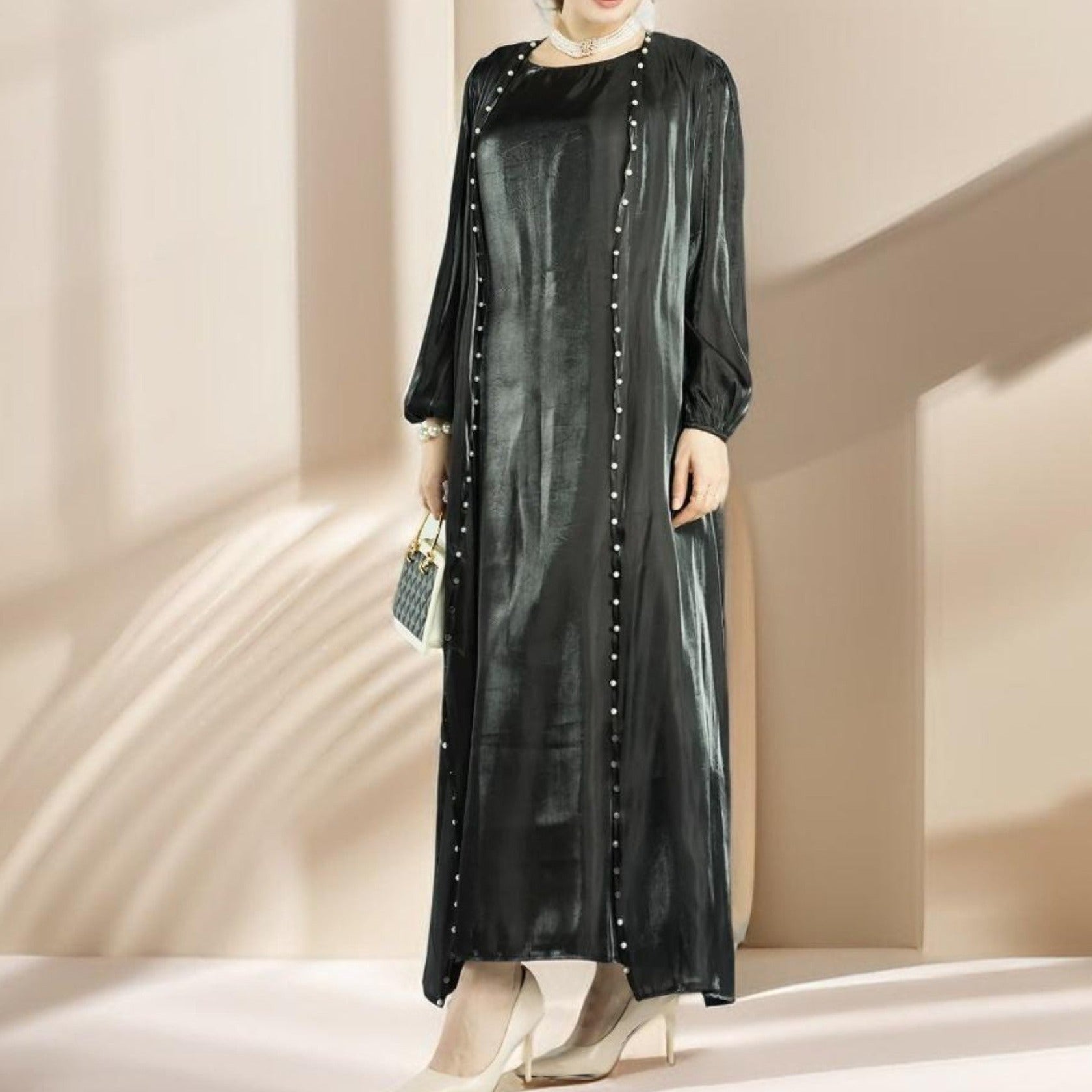 Luxury Elegant Women's Fashion Moroccan Abaya 2 Pcs set - Try Modest Limited 