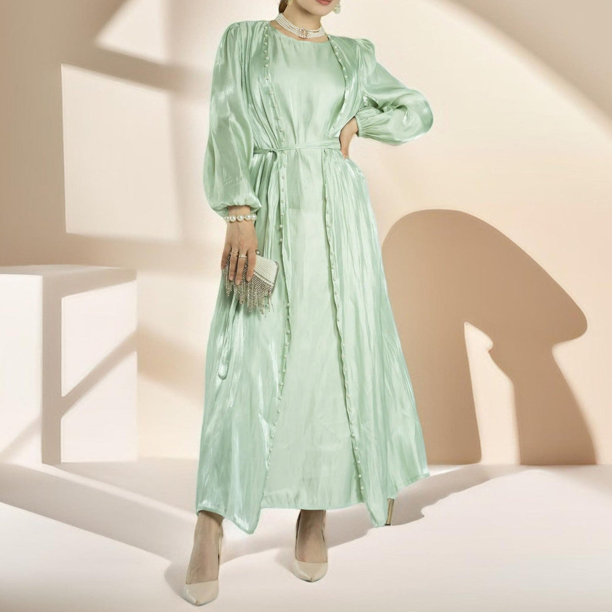 Luxury Elegant Women's Fashion Moroccan Abaya 2 Pcs set - Try Modest Limited