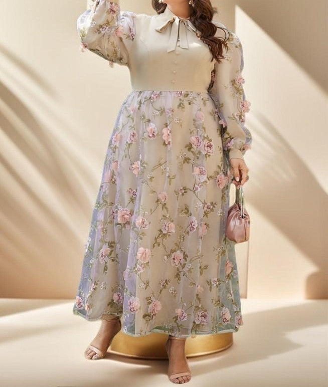 Luxury Floral Elegant maxi-plus size evening dress - Try Modest Limited