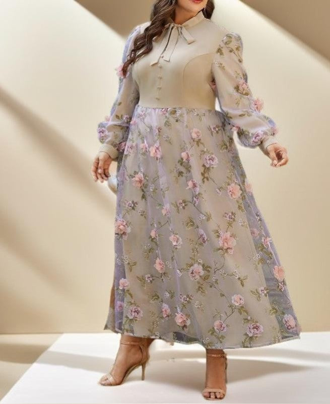 Luxury Floral Elegant maxi-plus size evening dress - Try Modest Limited