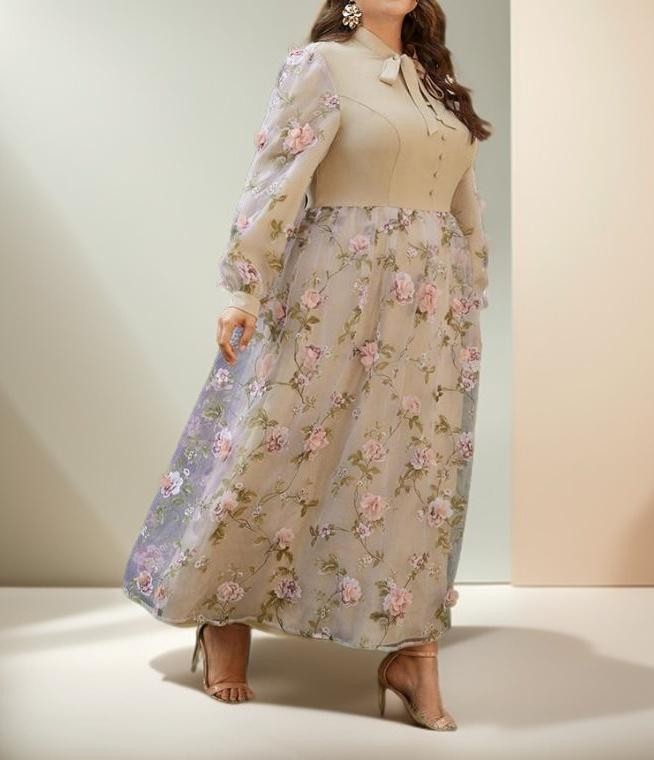 Luxury Floral Elegant maxi-plus size evening dress - Try Modest Limited