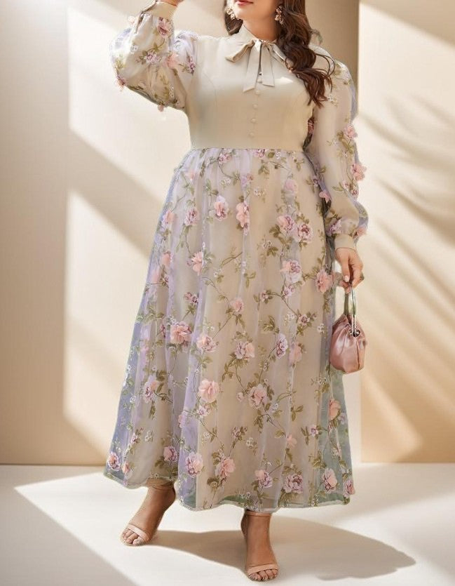 Luxury Floral Elegant maxi-plus size evening dress - Try Modest Limited 