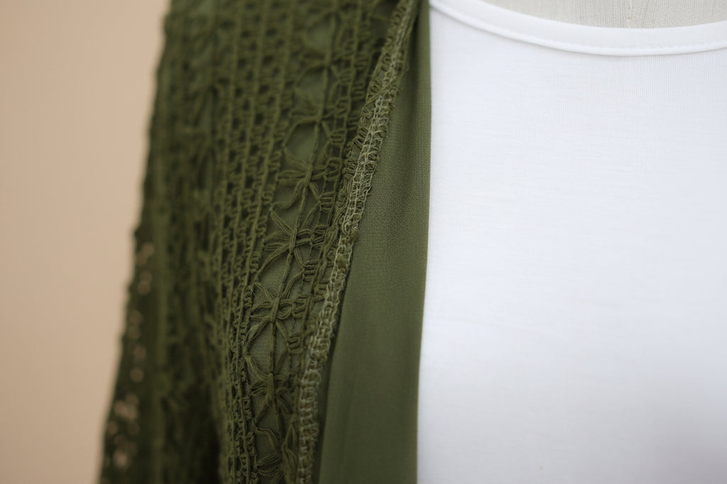 Maelis Crochet Lace Open-Front Abaya