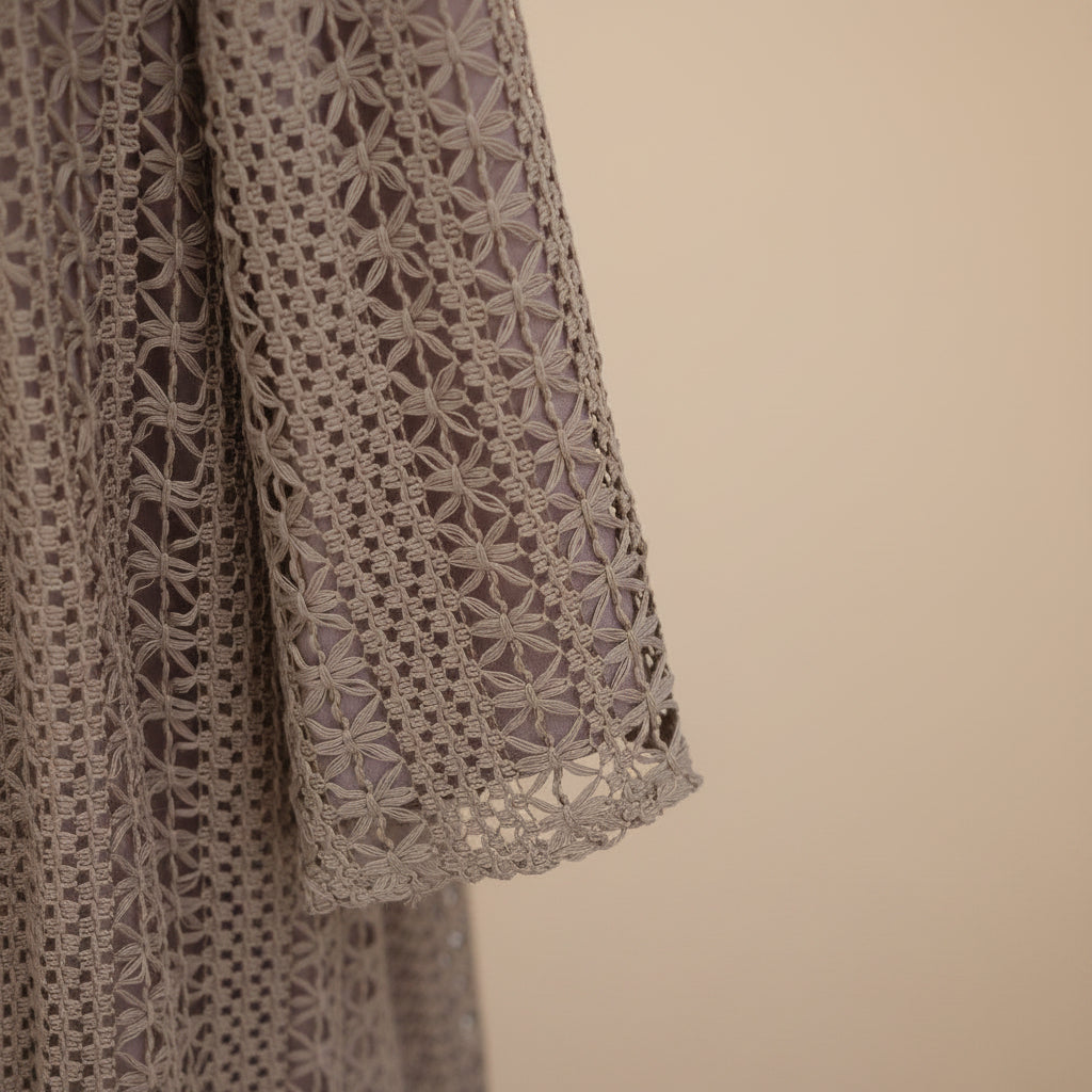 Maelis Crochet Lace Open-Front Abaya