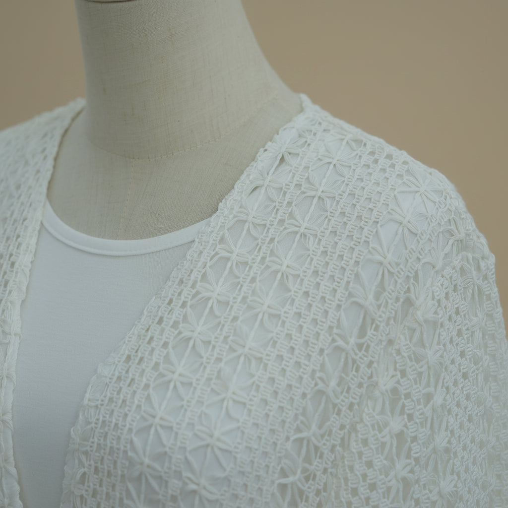 Maelis Crochet Lace Open-Front Abaya
