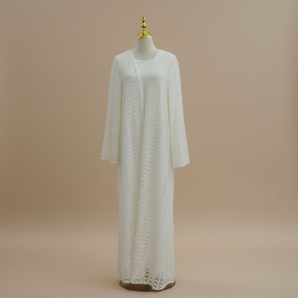 Maelis Crochet Lace Open-Front Abaya