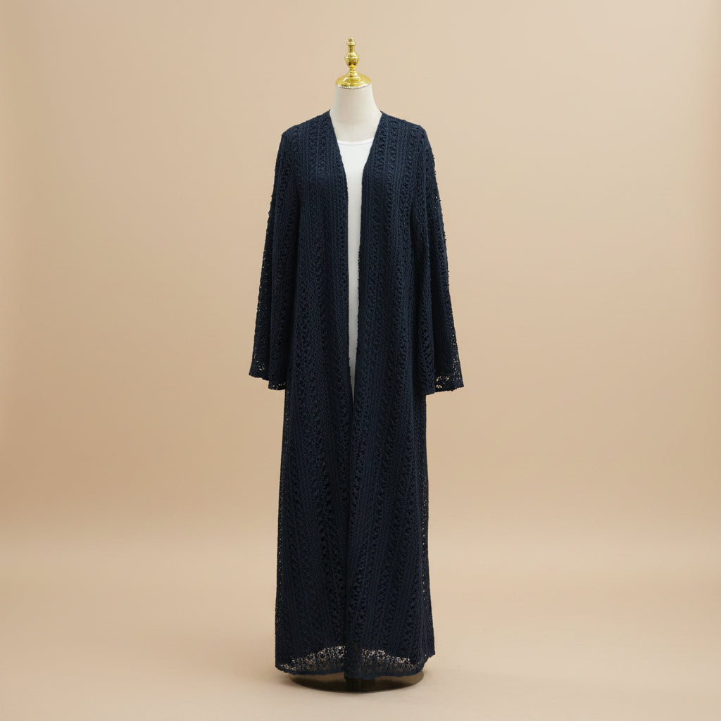 Maelis Crochet Lace Open-Front Abaya