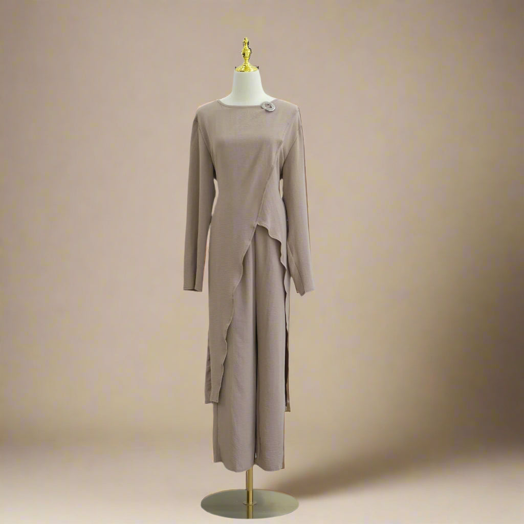 Maram Asimetrik Üst ve Pantolon Takımı