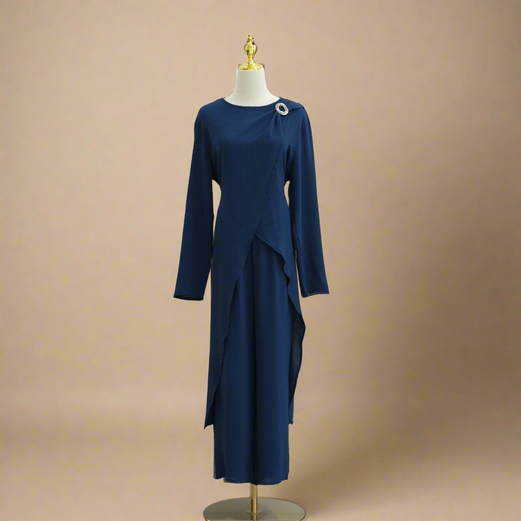 Maram Asimetrik Üst ve Pantolon Takımı