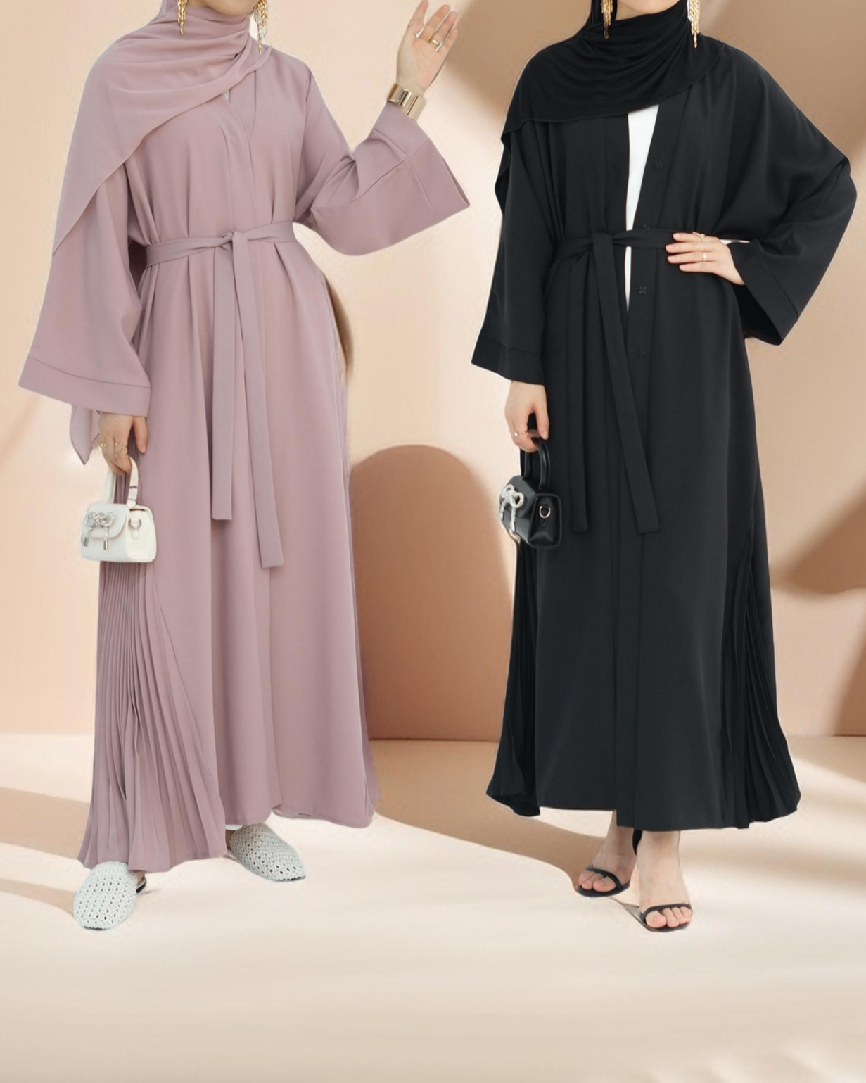 Marjan Side Pleated Kimono Abaya Try Modest Limited