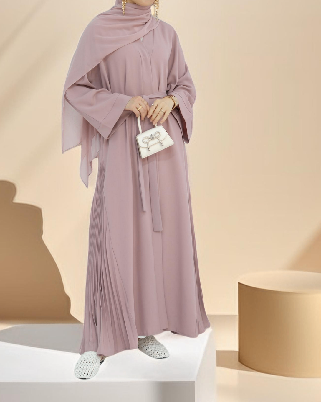 Marjan Side Pleated Kimono Abaya Try Modest Limited