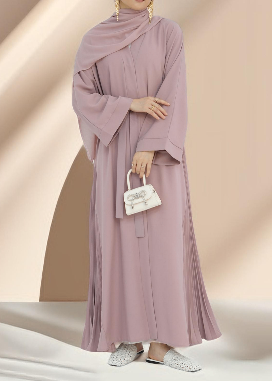 Marjan Side Pleated Kimono Abaya Try Modest Limited