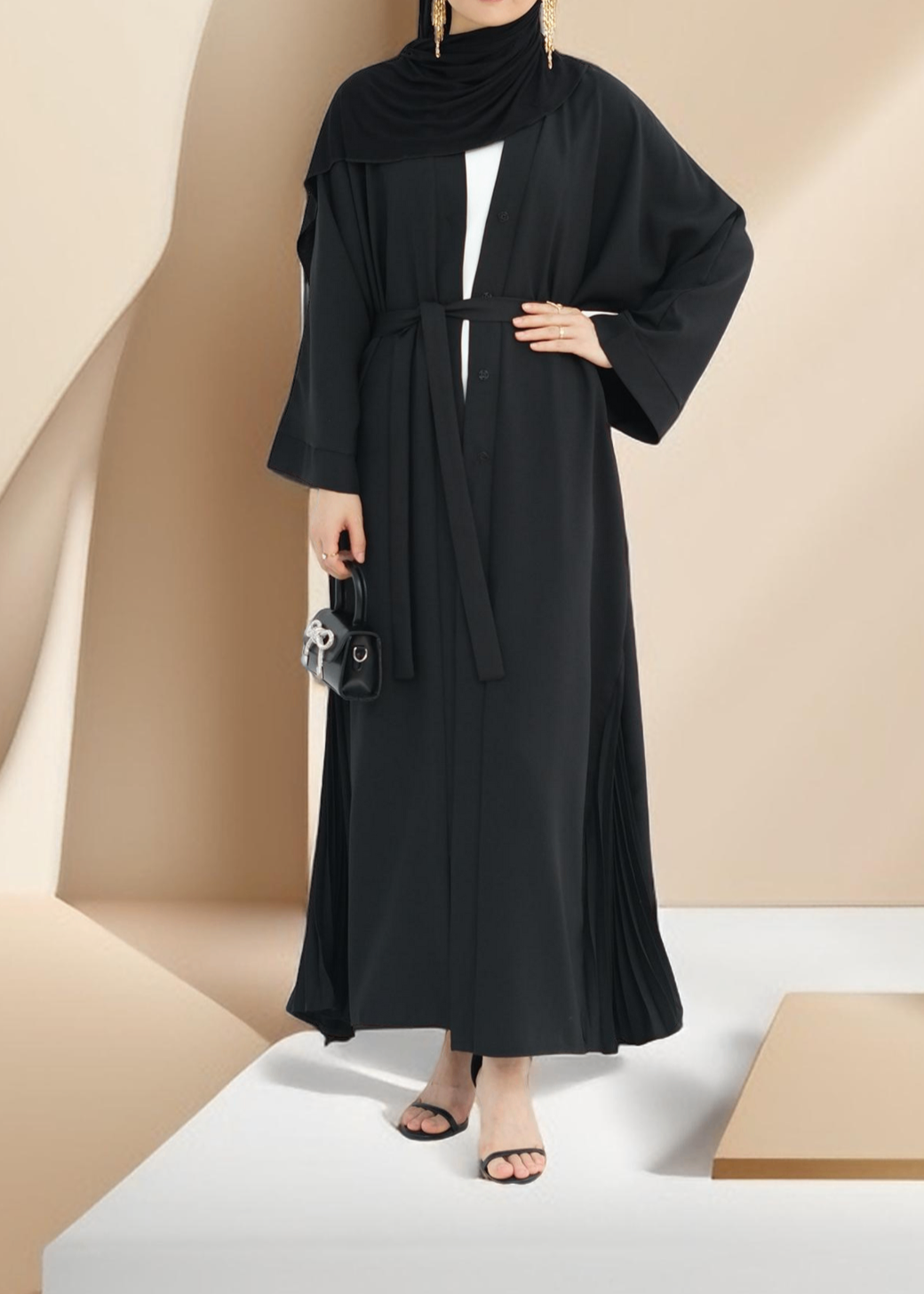 Marjan Side Pleated Kimono Abaya Try Modest Limited