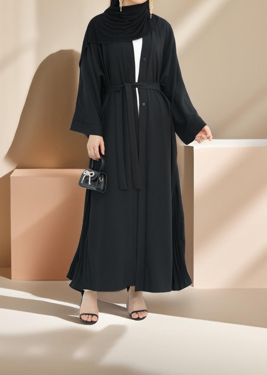 Marjan Side Pleated Kimono Abaya Try Modest Limited