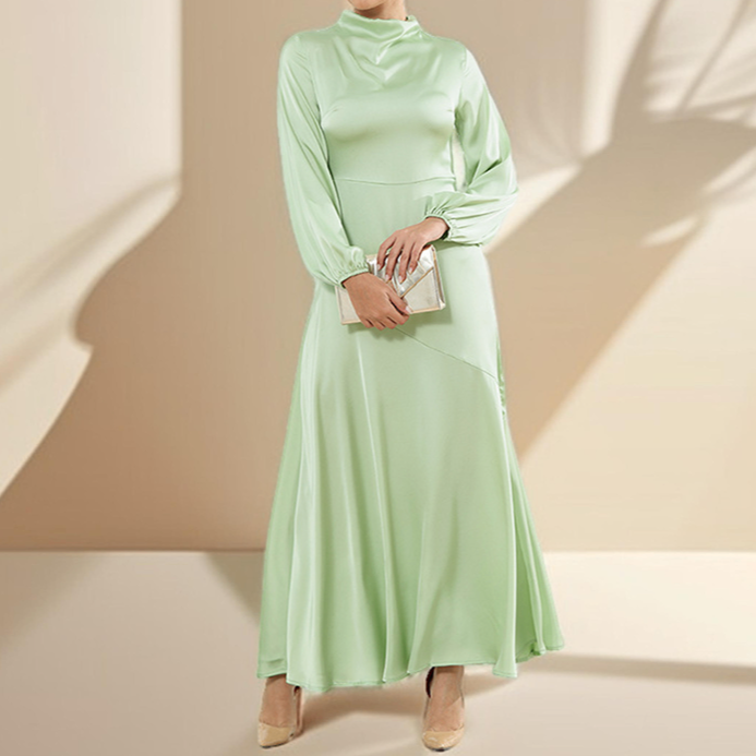 Marwa Satin long sleeve maxi dress - Try Modest Limited