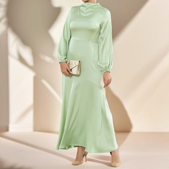 Marwa Satin long sleeve maxi dress - Try Modest Limited