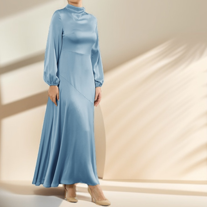 Marwa Satin long sleeve maxi dress - Try Modest Limited