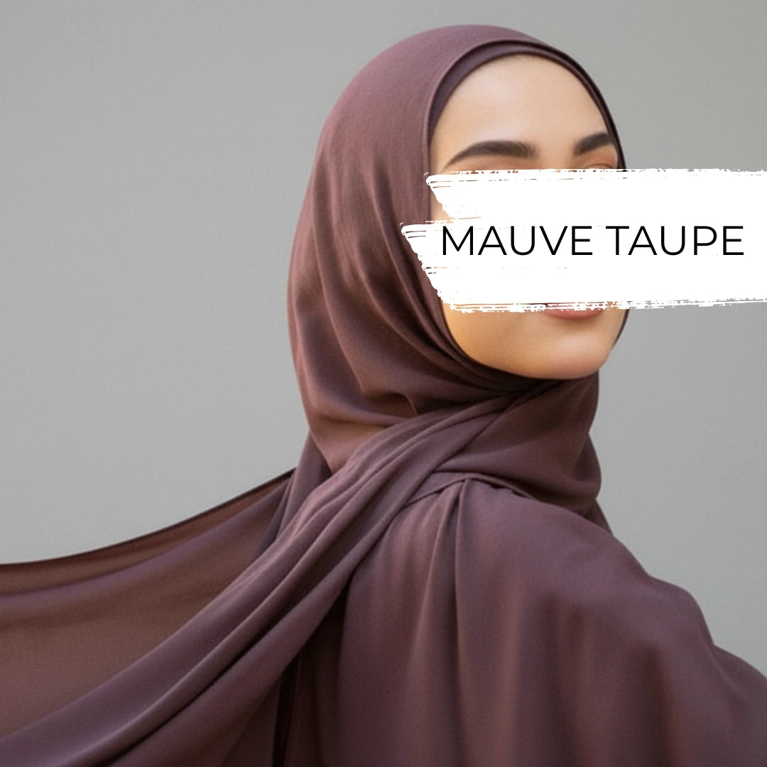 Conjunto de hijab a juego en modal color malva y topo