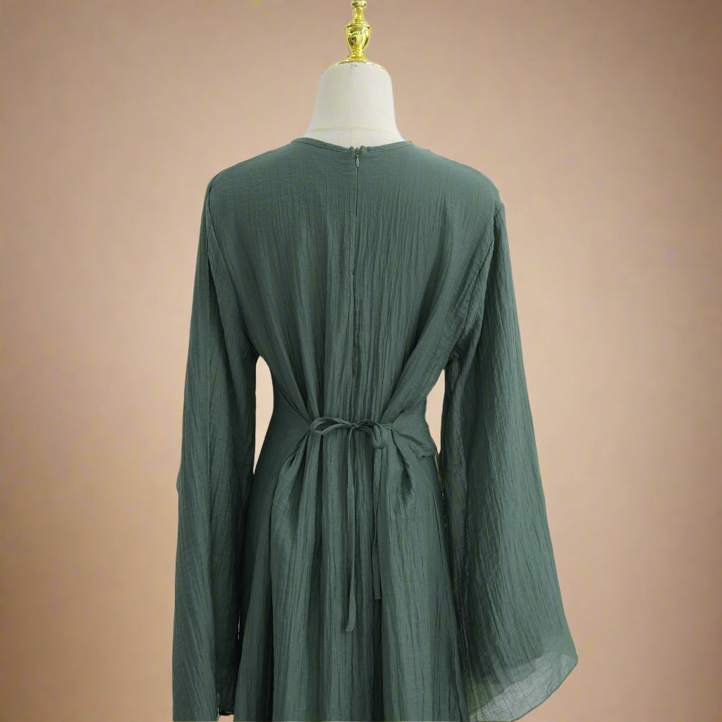 Maya Pleated Long Sleeve Modest Maxi Dress - Try Modest Limited