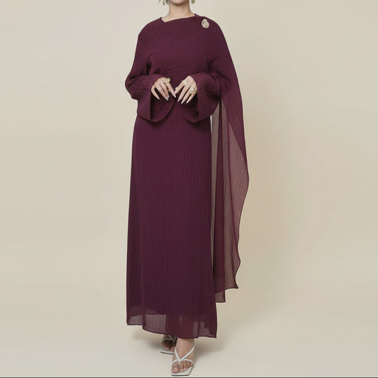 Vestido maxi modesto de manga larga plisado Maya